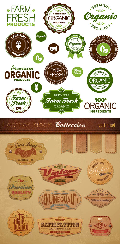 Organic & Wood - Vintage Labels Vector Set #43