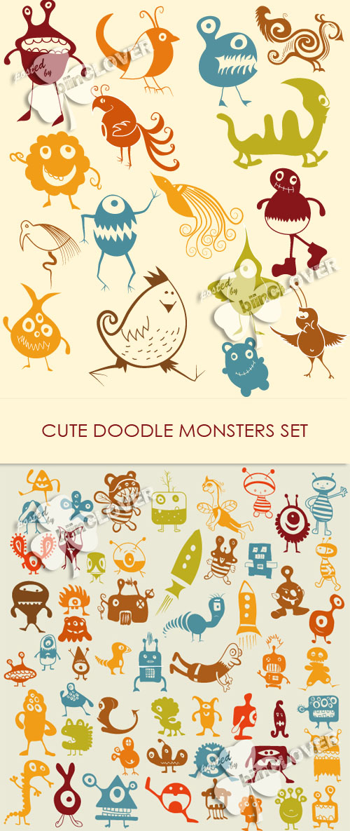 Cute doodle monsters set 0197
