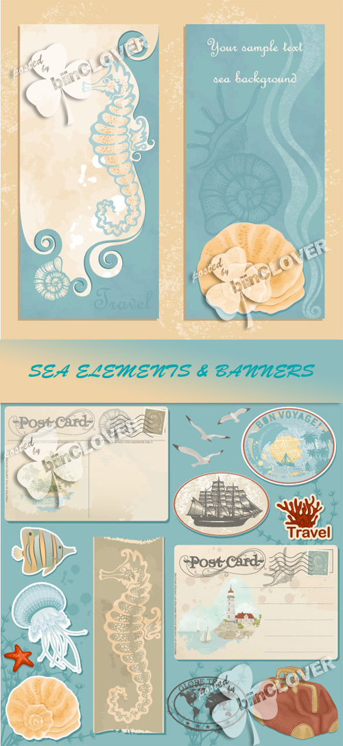 Sea elements and banners 0198