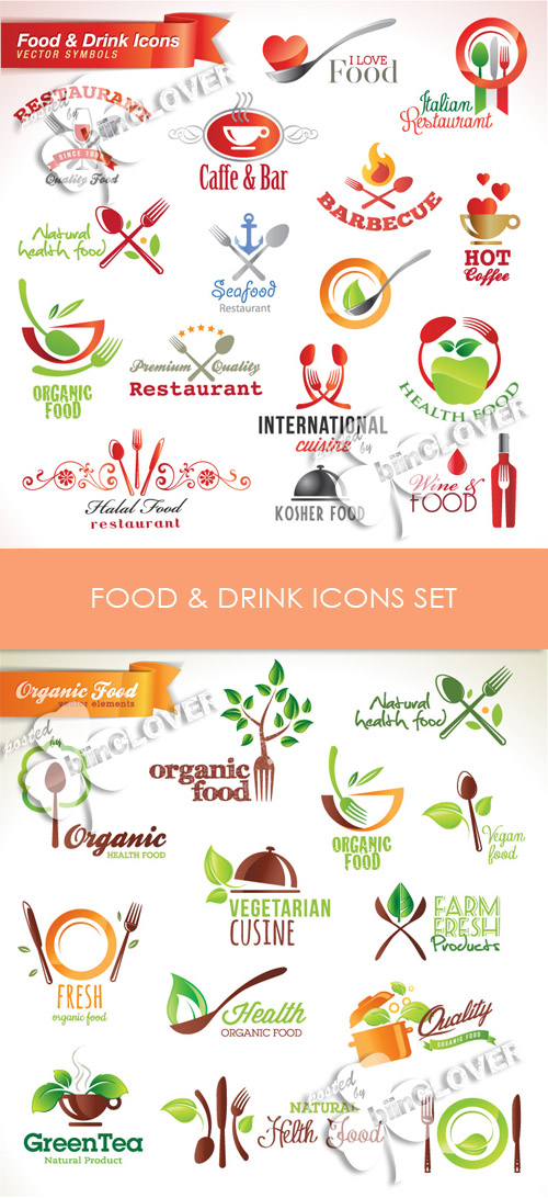 Food and drink icons set 0202