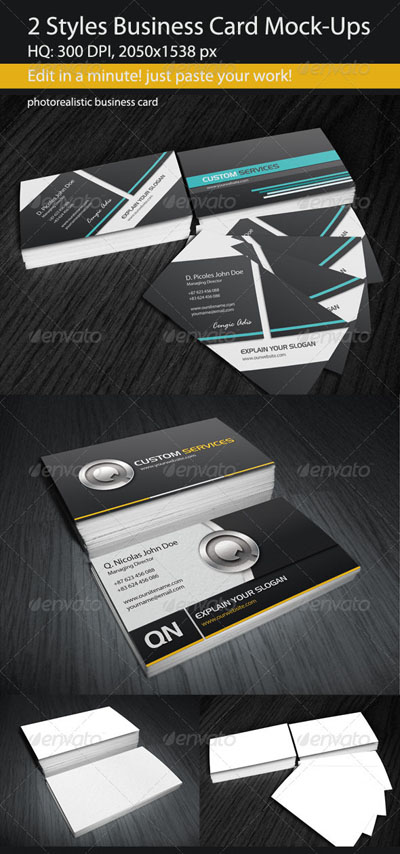 GraphicRiver 2 Styles Business Card Mock-Ups