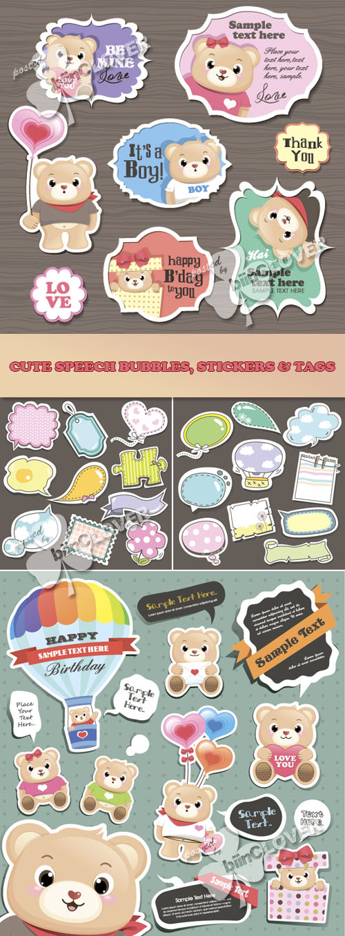 Cute speech bubbles, stickers and tags 0219