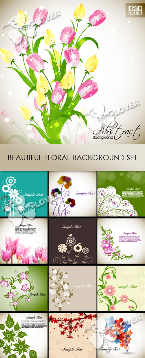 Beautiful floral background set 0222