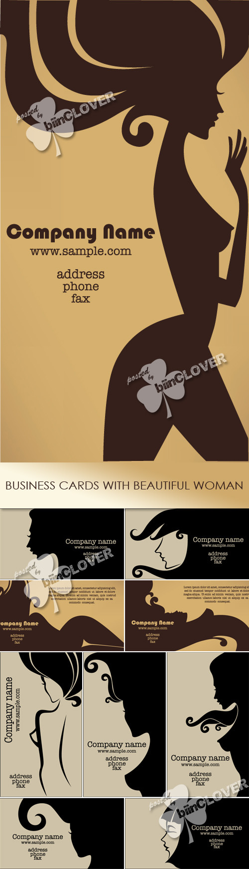 Business cards with beautiful woman 0224