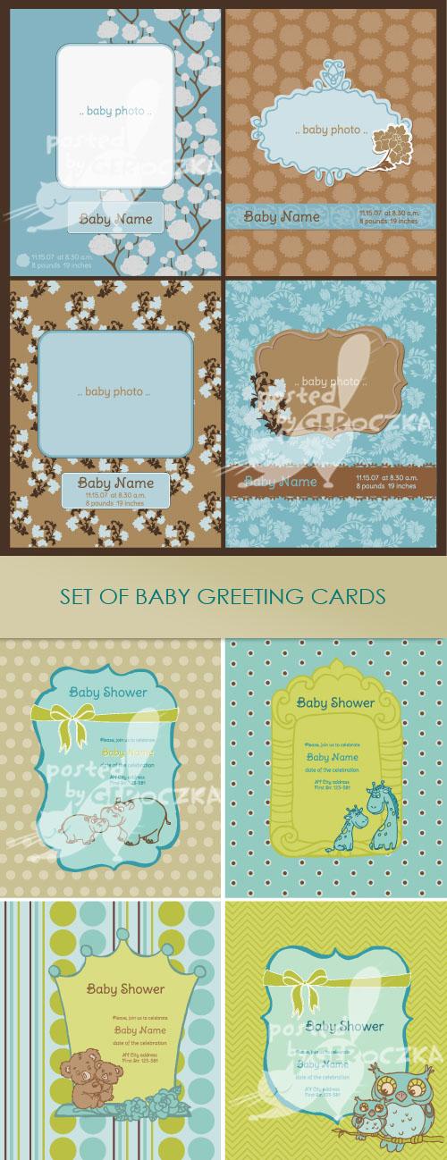 Set of baby greeting cards