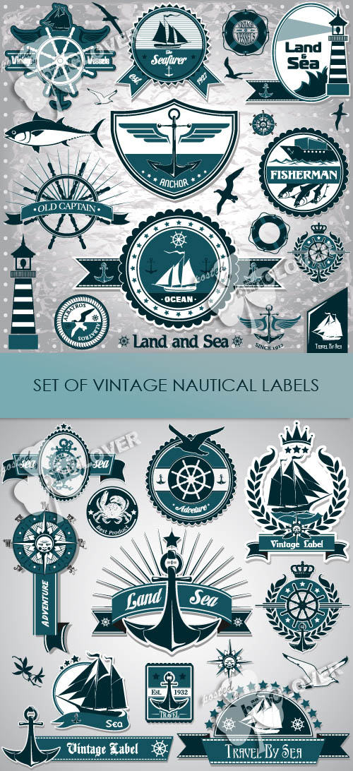 Set of vintage nautical labels 0235