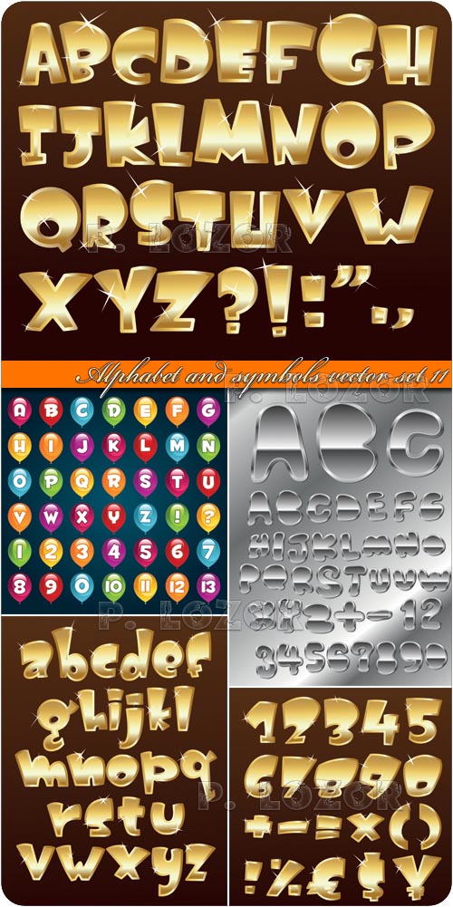Alphabet and symbols vector set 11