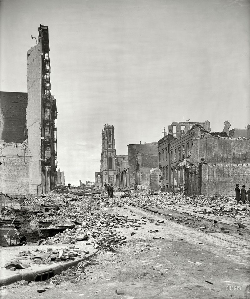 Sutter Street up from Grant Avenue After the Earthquake,San Francisco 1906