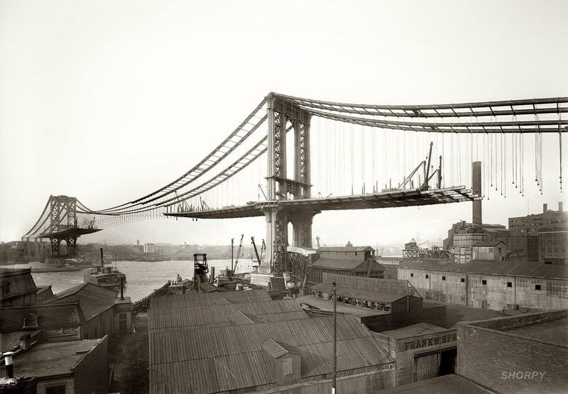 Manhattan Bridge as seen from Brooklyn 1909.